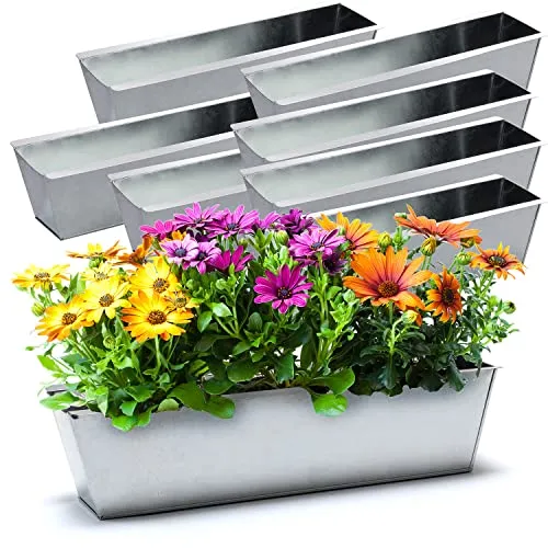 BigDean 8er Set Zink Paletten Blumenkästen in silber von BigDean