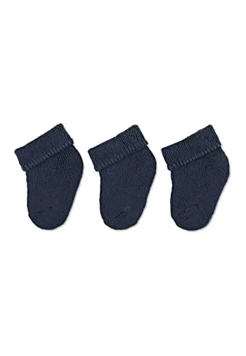 Sterntaler Erstlingssocken 3er Pack uni - Baby Socken mit Innenfrottee und Umschlag - hautsympathische Neugeborenen Socken mit hohem Baumwollanteil - Unisex Strümpfe einfarbig, marine, Größe 0