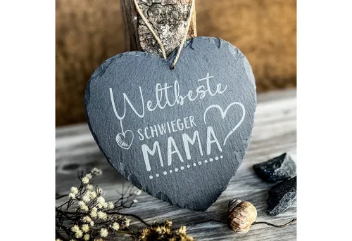 Spruchreif® Dekohänger Großes Schieferherz mit Gravur, Wanddeko