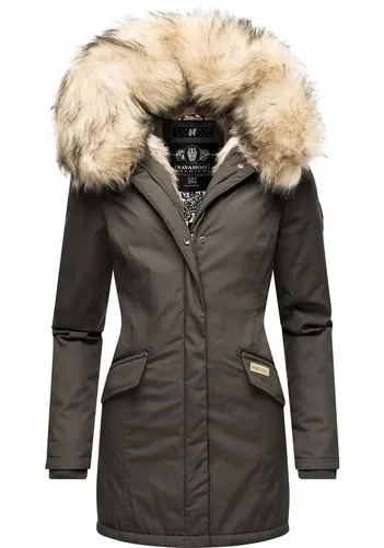 Navahoo Damen Winter Jacke Parka Mantel B669 - Christa Anthrazit - Funktionsjacke mit abnehmbarem Kunstfellkragen, warm gefüttert und ideal für kalte Tage - der perfekte Begleiter für jeden Anlass.