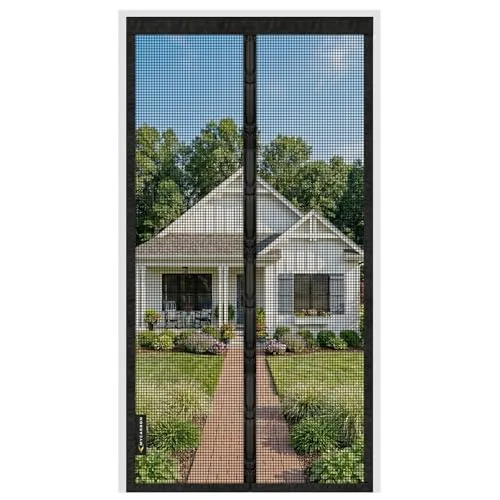 PREMIUM Glasfaser Fliegengitter Balkontür Magnet Insektenschutz Balkontür | 95x210cm, flammhemmend, reißfest, langlebig, ohne Bohren, stärkere Magnete, 3,8cm verbreiterter Klettverschluss