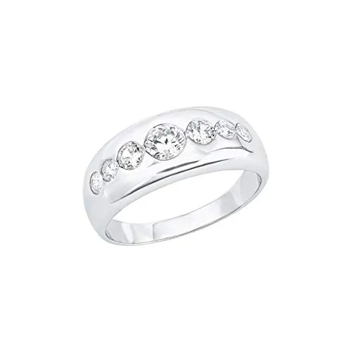 s.Oliver Damenring 925er Silber mit 7 Zirkonia - Ringe für Damen, elegantes Design aus 925er Silber, ideal als Geschenk in stilvoller Verpackung und für jeden Anlass geeignet.