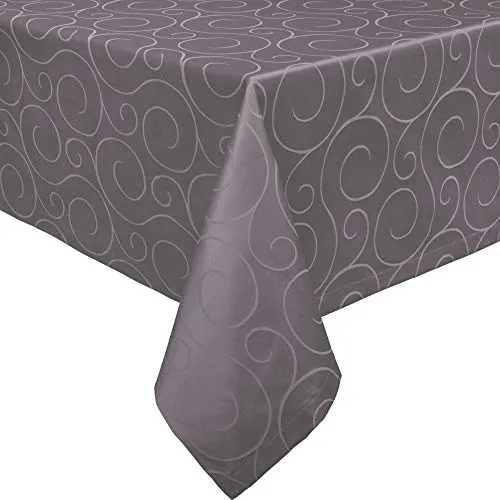 Erwin Müller Tischdecke, Tischwäsche Oberhausen, Jacquard Ranken anthrazit Größe 130x220 cm - pflegeleicht, bügelleicht, eckige Decken mit Kuvertsaum