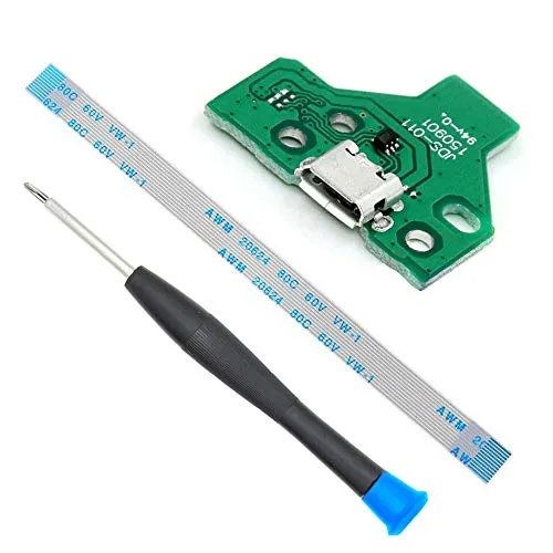 MMOBIEL USB Ladebuchse Ersatz für Play Station PS4 Controller Dualshock 4 Modell: JDS-011 12 Pin Flex Kabel inkl (+) Schraubenzieher