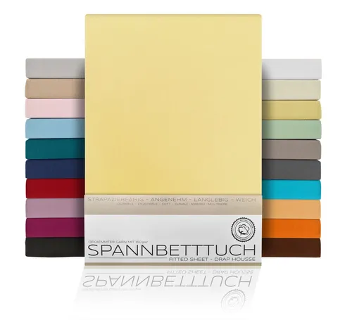 Beautex Spannbettlaken Spannbetttuch Bettlaken aus gekämmter Baumwolle Premium Jersey 160g/m², Jersey, Gummizug: rundum, (1 Stück)