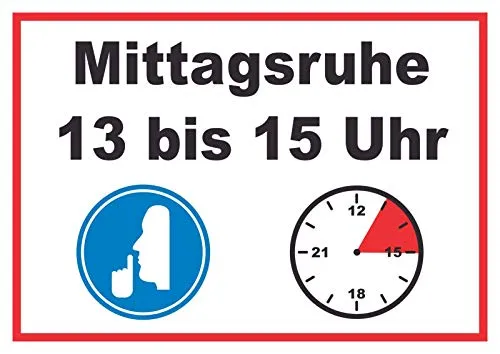 HB-Druck Mittagsruhe 13 bis 15 Uhr Schild A6 (105x148mm)