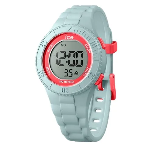 Ice Watch ICE digit 021617 Armbanduhr - Grau/Rot - Damenuhren mit digitaler Anzeige, 10 bar wasserdicht und ideal für aktive Lebensstile. Perfekt für Kinder und Erwachsene, die Stil und Funktionalität schätzen.