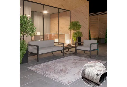 my home Teppich Mülenen, rechteckig, 200 x 290 cm - Teppich für In- und Outdoor, robust und wasserabweisend, modernes Design in braun/grau, ideal für Eingangsbereiche oder Wohnzimmer.