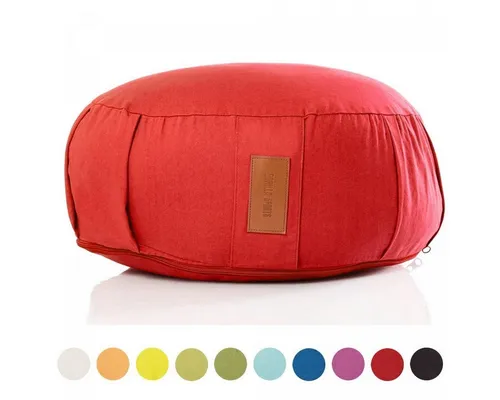 GORILLA SPORTS Bodenkissen Yogakissen - Rund, 100%Baumwolle, Meditationskissen, Sitzhöhe 18cm, Ø 30cm, Sitzkissen, Yoga Bolster, mit Griff, Waschbarer, Farbwahl
