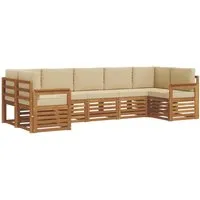 vidaXL Sofagarnitur 7-teilig Natur und Beige aus Akazienholz - Stylisches Outdoor-Sofa-Set für Garten und Terrasse, gefertigt aus robustem Akazienholz. Modular und anpassbar für jeden Anlass, mit minimalistischem Design und pflegeleichten Materialien.