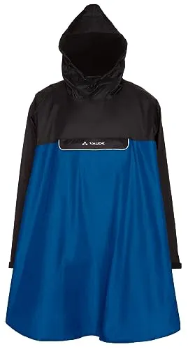 VAUDE Unisex Valero Poncho, Blau, M EU - Regenjacke mit seitlichen Eingriffen und elastischem Bauchgurt, ideal für Outdoor-Aktivitäten bei jedem Wetter.