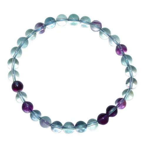 Fluorit Armband 6mm Ø Kugel Edelsteinarmband  grüner und lila farbener Fluorit
