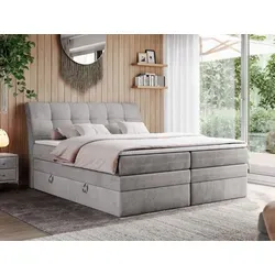 Boxspringbett Stauraumbett mit LED Kopfteil in gold von MKS Meble