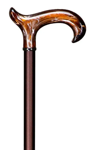 Stockshop Gehstock Perlmutt Cafe-Creme mit Derbygriff - Eleganter Gehstock aus leichtem Metall in Satin-Finish. Mit höhenverstellbarem Derbygriff und stabiler Gummispitze für sicheren Halt. Ideal für den täglichen Einsatz.