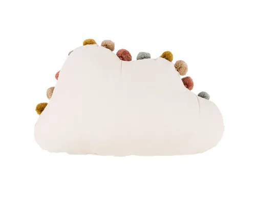 SCHÖNER LEBEN. Dekokissen Kinderkissen Wolke mit Bommeln beige bunt 30x50cm