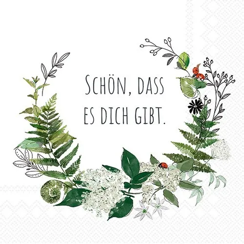 IHR Ideal Home Range - Papierservietten SCHÖN, DASS ES DICH GIBT green 20 St. Lunch-Servietten 33 cm x 33 cm
