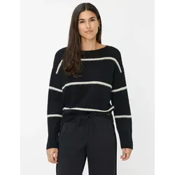 BRAX Feel Good Style Lisa Black 44 - Pullover für Damen in edler Fine Alpaca-Qualität, lässig geschnitten mit modischen Streifen und überschrittenen Schultern für einen trendigen Look.