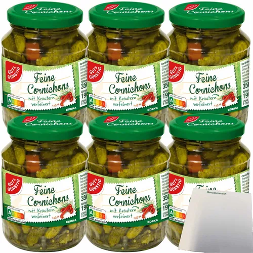Gut&Günstig Cornichons mit Kräutern Gurkensortierung 6x190g ATG usy Block