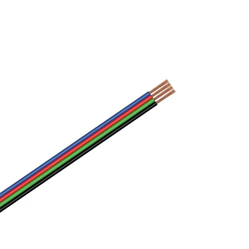 Flachleitung, 4x0,25mm², 4-farbig, 5m, Vierlingslitze, ideal für RGB-LED-Strips