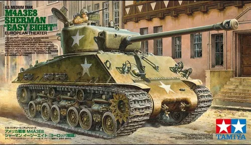 Tamiya 35346 US M4A3E8 Sherman Easy Eight Modellbausatz 1:35 - Plastik Modellbausatz im Maßstab 1:35, unmontiert, ideal für Militärfans und Modellbauer, detailgetreue Nachbildung eines klassischen Panzers.