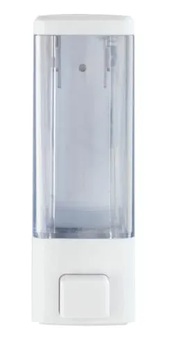 WENKO Desinfektionsmittel- und Seifenspender Istres Weiß, hygienischer Wand-Spender für Desinfektionsmittel, Flüssigseife etc., Befestigen ohne bohren, Füllmenge: 320 ml, 6 x 18,5 x 7,5 cm, Kunststoff