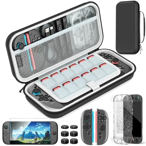 HEYSTOP Tasche für Nintendo Switch 2 Zubehör-Set, Switch 2 Reise-Schutztasche, Dockable Schutzhülle mit Switch 2 Displayschutzfolie für Nintendo Switch 2 Konsole