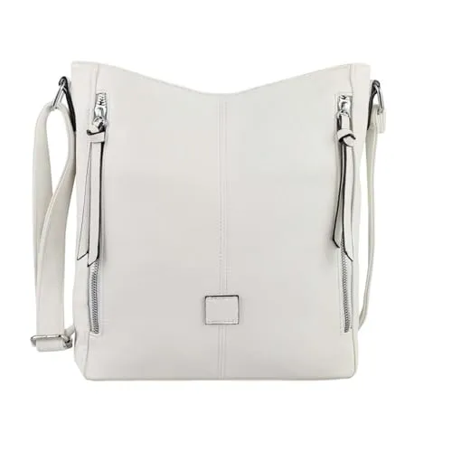 ITALYSHOP24 OBC DAMEN TASCHE Umhängetasche Schultertasche Shopper Crossbody Henkeltasche CrossOver Kunstleder Beuteltasche Handtasche Hobo Bag Reise Weiß