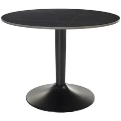 Design Couchtisch aus schwarzer Keramik und Metall D60 cm MALOU