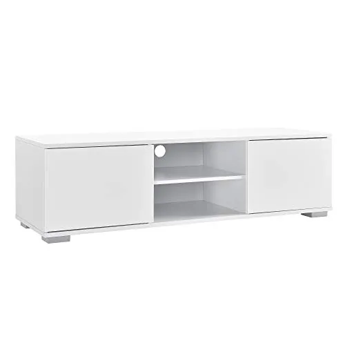 [en.casa] Fernsehtisch - Weiß 34,5x120x40 cm - TV-Halterungen, eleganter Fernsehtisch mit 2 Ablagefächern und 2 Schranktüren, ideal für Ordnung und Stil im Wohnzimmer.