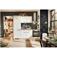 pino Küchenzeile 220 cm Weiß mit Geräteschrank links