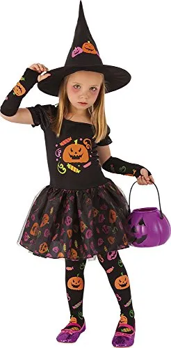 RUBIE'S Kinderkostüm „Hexe Candy“ Modern S (3-4 Jahre) - Kostüme für Kinder – Verkleide dein Kind als süße Hexe mit diesem stilvollen Kostüm von Rubie's Spain, perfekt für Halloween und Karneval.