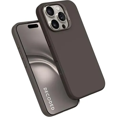 Decoded Antimikrobielle Silikonhülle mit MagSafe für iPhone 16 Pro - Dunkelbraun - Smartphone Hülle mit antimikrobiellen Eigenschaften und MagSafe-Kompatibilität, schützt dein iPhone 16 Pro und sorgt für Sicherheit und Stil.