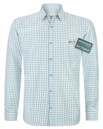 Stockerpoint Campos3 Herren Trachtenhemd, Petrol, L - Trachtenhemden für Herren - Authentisches Karo-Design mit Trachtenknöpfen, perfekt für festliche Anlässe und eine bequeme Passform für maximalen Tragekomfort.
