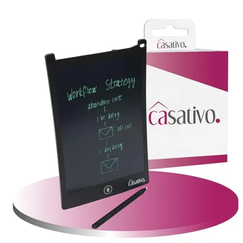 Casativo LCD-Schreibtafel (21,5 cm) mit präzisem Eingabestift – Elektronisches Zeichentablett für Notizen & Skizzen, inkl. Batterie