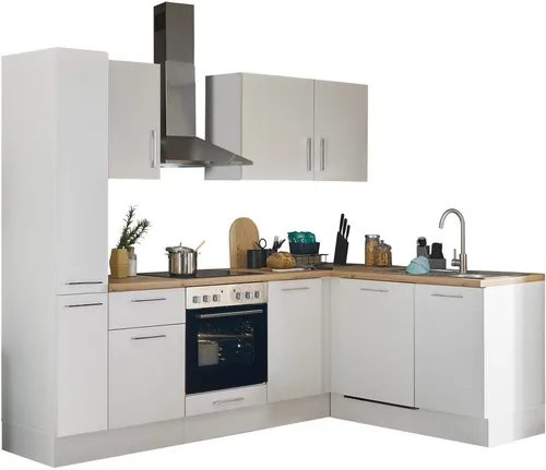 Turin L Eckküche 250 x 211 x 60 cm - Moderne Küchenzeile in Weiß mit Artisan-Eiche Optik - MODERN - Diese elegante Eckküche vereint mattes Weiß mit einer stilvollen Arbeitsplatte in Artisan Eiche Optik. Viel Stauraum und clevere Fächer sorgen für Ordnung in Ihrer Küche. Lieferung ohne Küchengeräte, einfach montierbar.