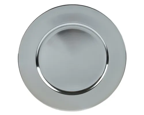 Kaemingk Dekoteller, Dekoteller 33cm Kunststoff glänzend - Silber metallic