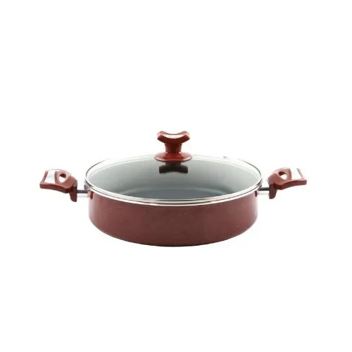 Topf Teflon Antihaft Glasdeckel Fleischtopf Bratentopf Kochtopf Gemüsetopf Hardena Braun 24cm