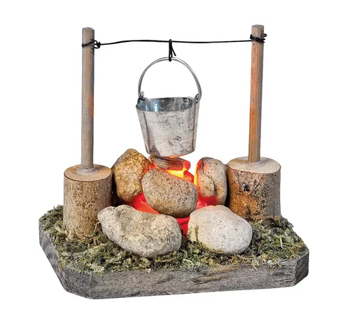 VBS Miniatur Lagerfeuer mit LED 10x8x6cm Krippe Miniatur Modellbahn Beleuchtung