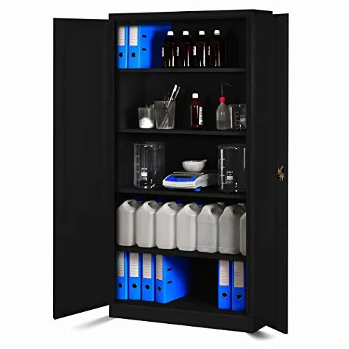 Jan Nowak Aktenschrank C001H - Abschließbarer Büroschrank aus Stahlblech - Aufbewahrungsschränke - Robuster, pulverbeschichteter Aktenschrank mit 2 Flügeltüren, sicher durch Zylinderschloss. Ideal für Büros und Archive, bietet Platz für 50-60 Aktenordner.