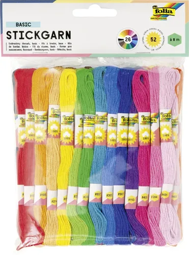 folia Stickgarn 'Pastell', 52 Docken à 8 m, farbig sortiert