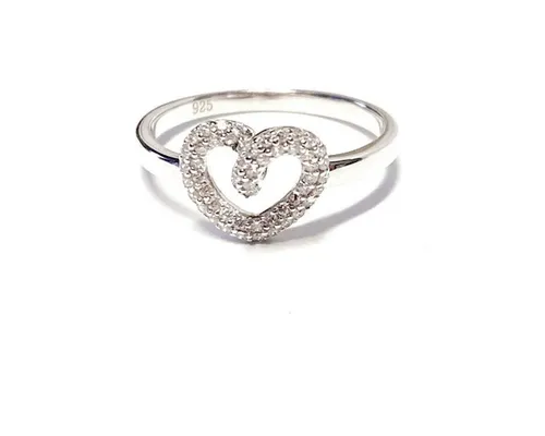 Edelschmiede925 Silberring Ring 925 Silber rhodiniert mit Herzmotiv Zirkonia romantisch Liebe #58