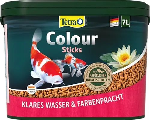 Tetra Pond Colour Sticks - Fischfutter für Teichfische, für natürliche Farbenpracht und klares Wasser im Teich, 7 L Eimer