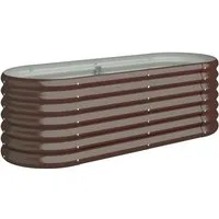 Hochbeet Pulverbeschichteter Stahl 114x40x36 cm Braun - Hochbeet aus pulverbeschichtetem Stahl, ideal für Gartenliebhaber, bietet eine optimale Höhe von 36 cm für bequemes Gärtnern.