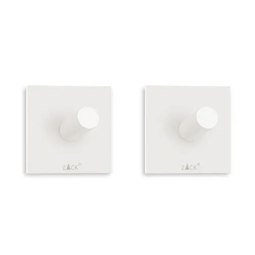 ZACK Handtuchhaken PECO eckig 4,2 x 4,2 cm Edelstahl weiß selbstklebend 2er-Set