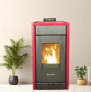 SCHENGER Pelletofen HP07 Rot 8,0kW – Vollautomatisch mit WiFi