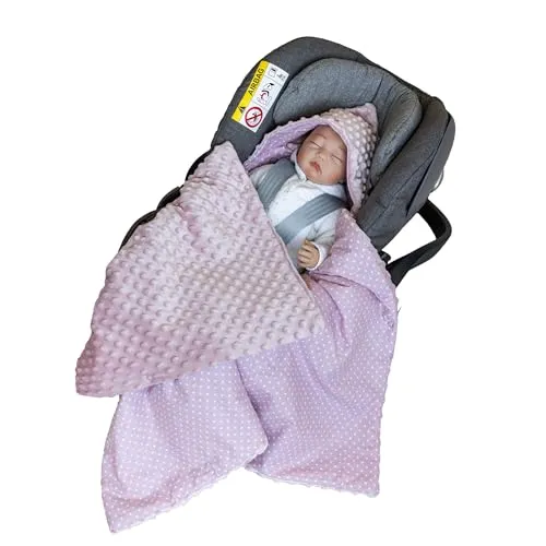 Loolay Babytrage Einschlagdecke für Autositz und Babyschale - Premium Babytrage 90 x 90 cm aus 100% europäischen Stoffen, ideal für Winter und Sommer mit MINKY-Seite für angenehme Wärme ohne Schwitzen.