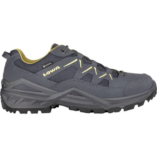 LOWA SIRKOS EVO GTX LO STAHLBLAU/SENF - 13/48.5 - Wanderschuhe mit atmungsaktivem GORE-TEX, ideal für alle Wetterbedingungen. Die Multicross Pro-Außensohle sorgt für hervorragende Traktion und hohen Komfort.