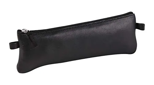 Clairefontaine 8322C Schlampermäppchen (aus echtem Leder, flach, 1 Fach) 1 Stück schwarz