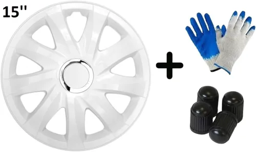 Radkappen Set Drift Weiß 15 Zoll - 4 Stück für Ihr Auto - Radkappen & Stahlfelgenringe, hochwertiger Kunststoff, lackiert für einen stilvollen Look und 2 Jahre Herstellergarantie.