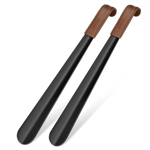 ZOMAKE Schuhlöffel Lang 42cm Schuhanzieher Lang Metall,Lange Schwarz Schulöffel Stabil(2er Schwarz)